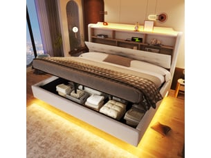 Lit coffre 180x200 cm <strong>SWEIKO</strong> <strong></strong> coloris beige