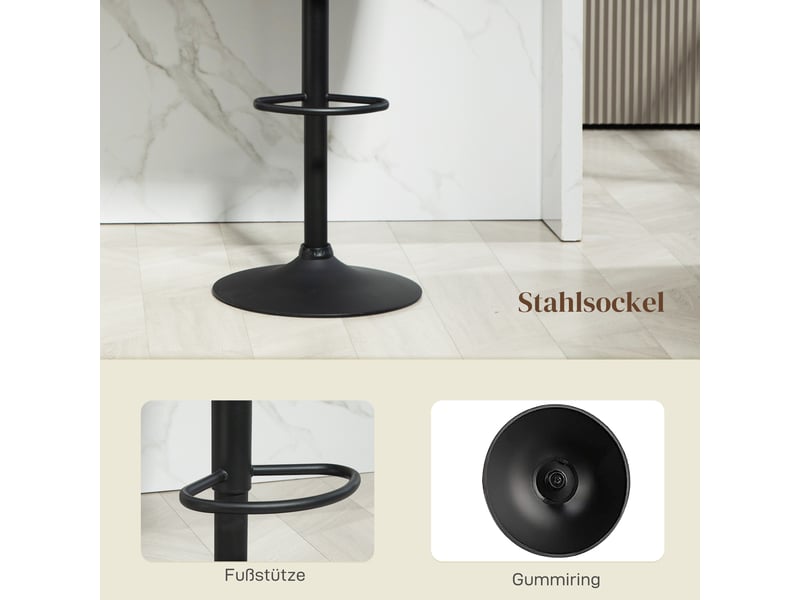  Lot de 2 tabourets de bar réglables,pivotants 360°,polyester,gris foncé  - Conforama E