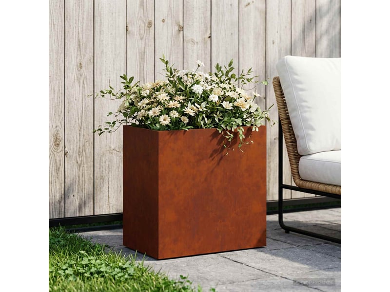 Jardinière - cache-pot de jardin rouillé 50 x 30 x 40 cm acier patiné - Conforama B