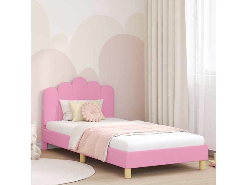  Cadre de lit pour enfants - lit jeune avec tête de lit rose 90 x 200 cm  - Conforama B