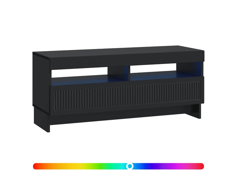  Meuble tv - banc tv - meuble de rangement led noir bois d'ingénierie  - Conforama C