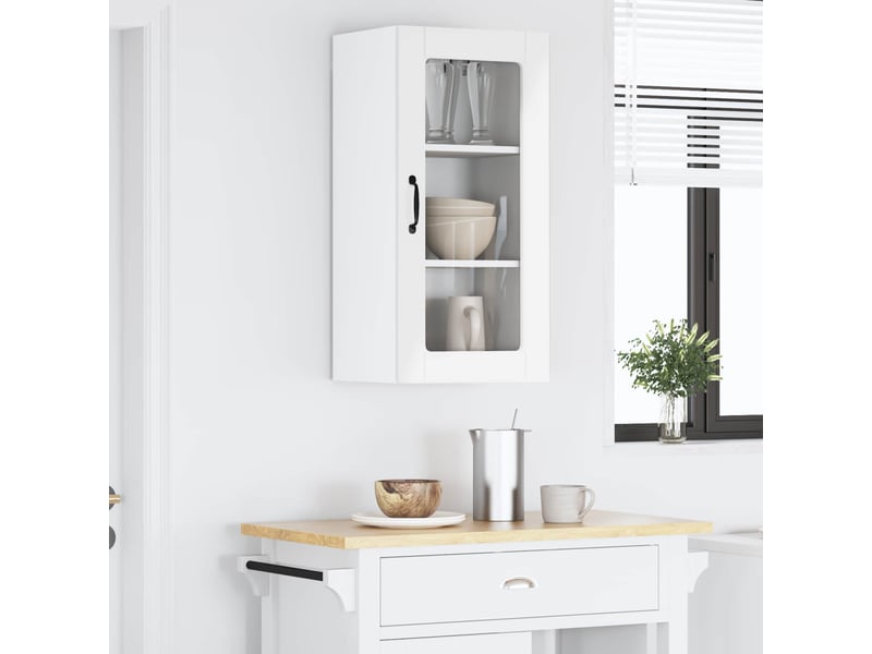  Meuble mural de cuisine, cabinet en verre mural blanc brillant 40x31x80cm shl4800  - Conforama D