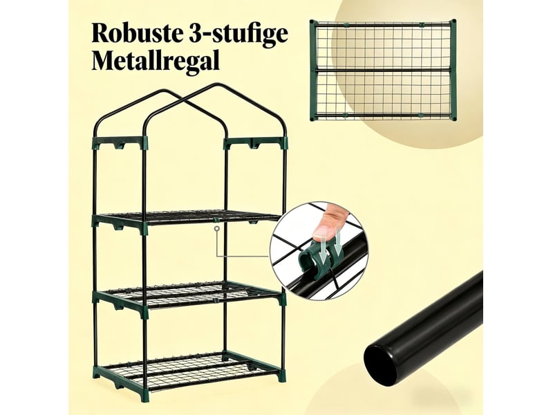 Serre 69x49x125 cm porte enroulable métal vert - Conforama D
