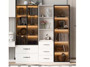 Vitrine coloris blanc 6 étagère(s) SEYAKANY - 140 cmx160 cm