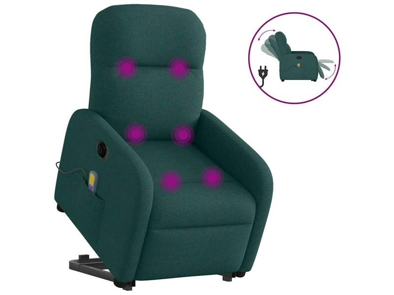  Fauteuil inclinable de massage électrique vert foncé tissu shl65331  - Conforama B