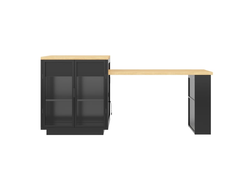  Îlot de cuisine extensible 122-194,5x70x94 cm avec led et rangement noir  - Conforama E