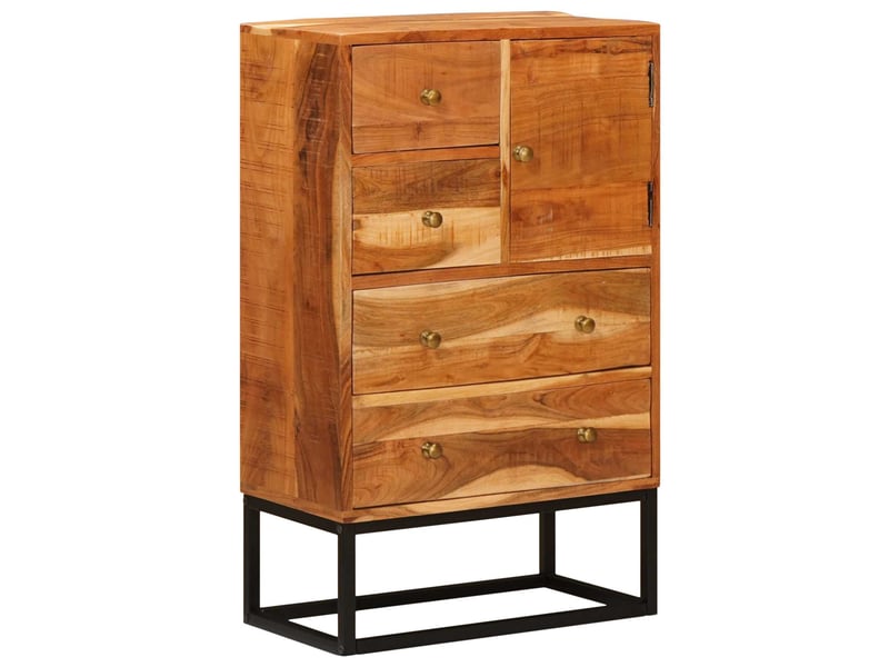  Commode avec porte naturel 55x30x90 cm bois d'acacia massif  - Conforama D