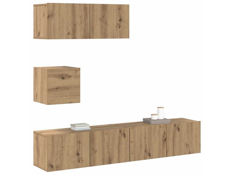  Ensemble de meuble tv - banc tv - meuble de rangement mural 4 pcs chêne artisanal  - Conforama D