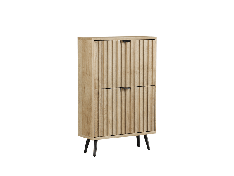  Meuble à chaussures 60 cm à 2 abattants, rangement 6 à 12 paires, chêne  - Conforama A