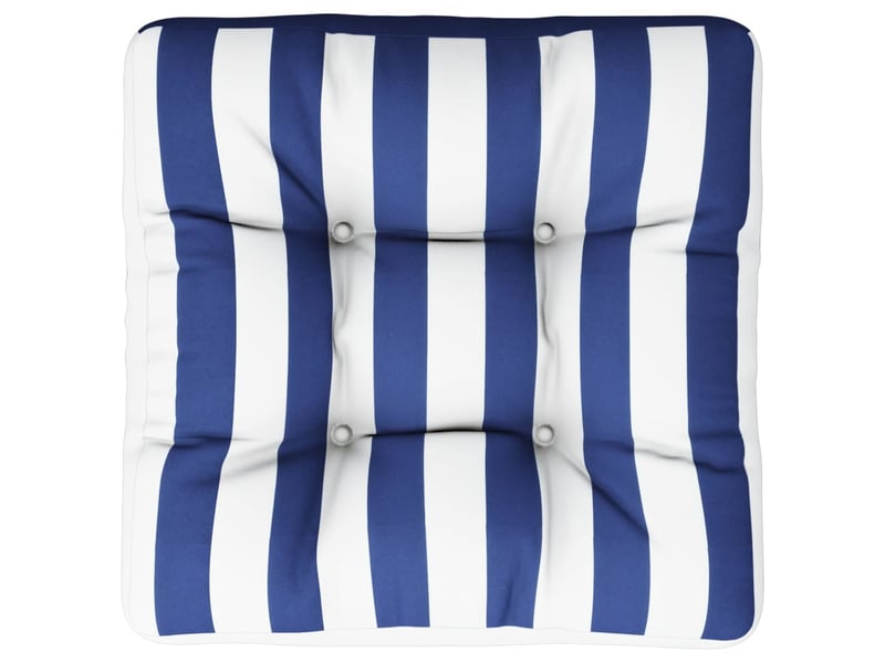  Coussin de palette, coussin de chaise, coussin de canapé rayures bleues et blanches 50x50x12 cm tissu cf55421  - Conforama A