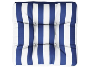 Coussin de palette, coussin de chaise, coussin de canapé rayures bleues et blanches 50x50x12 cm tissu cf55421