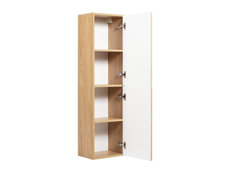 Ensemble double meuble sous vasque avec plan et colonne novo l.160 cm effet chêne hikora - Conforama R