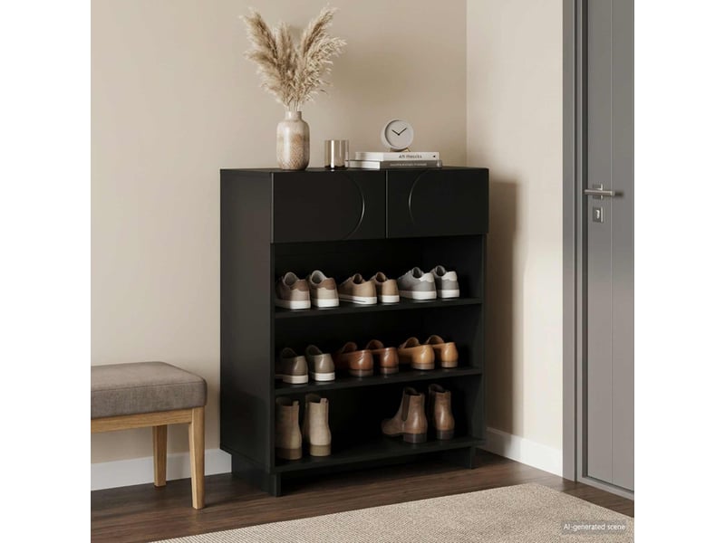  Meuble à chaussures, armoire à chaussures 73x38x87,5 cm bois d'ingénierie noir shl1661  - Conforama B
