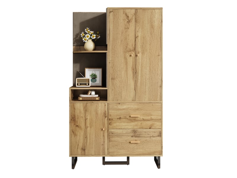  Armoire d'entrée 110x38x186 cm - vestiaire avec panneau rembourré, penderie, 2 tiroirs, rangement chaussures  - Conforama A