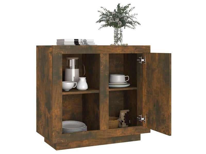  Buffet - bahut - meuble de rangement chêne fumé 80x40x75 cm  - Conforama D