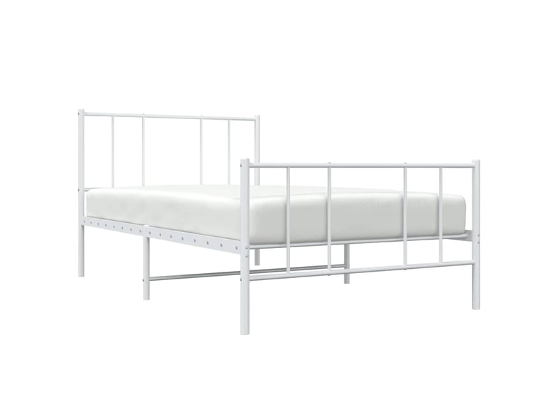  Lit simple- lit adulte -  cadre de lit métal sans matelas et pied de lit blanc 100x200 cm  - Conforama D