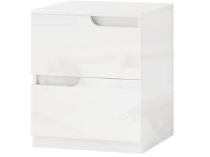 Table de chevet 40x40x48 cm 2 tiroirs en panneau de particules blanc brillant