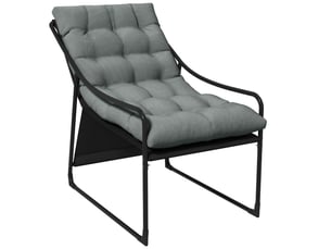 Fauteuil lounge de jardin 62x110x88 cm – gris – coussin épais de 10 cm, accoudoirs, structure en acier