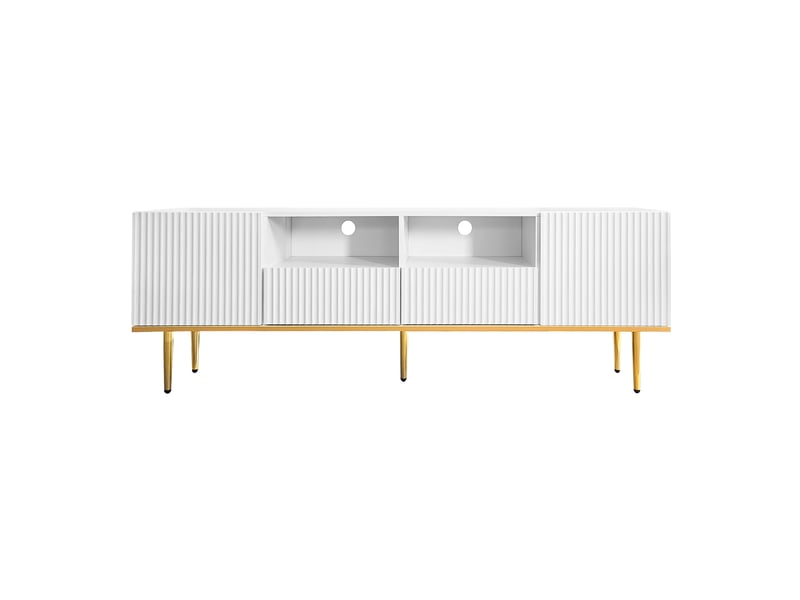 Meuble tv contemporain avec pieds dorés et cadre doré – rangements pratiques et design moderne - Conforama A
