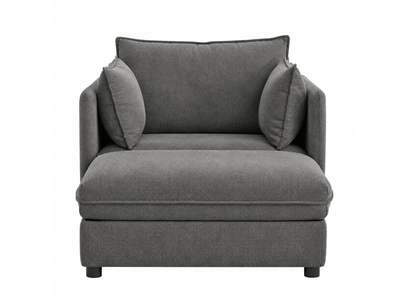  Canapé 1 place minimaliste avec fauteuil lounge et pouf de rangement pour petits espaces  - Conforama A