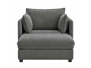 Canapé 1 place minimaliste avec fauteuil lounge et pouf de rangement pour petits espaces