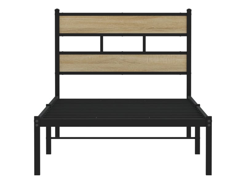  Lit simple- lit adulte -  cadre de lit en métal sans matelas chêne sonoma 100x200 cm  - Conforama C