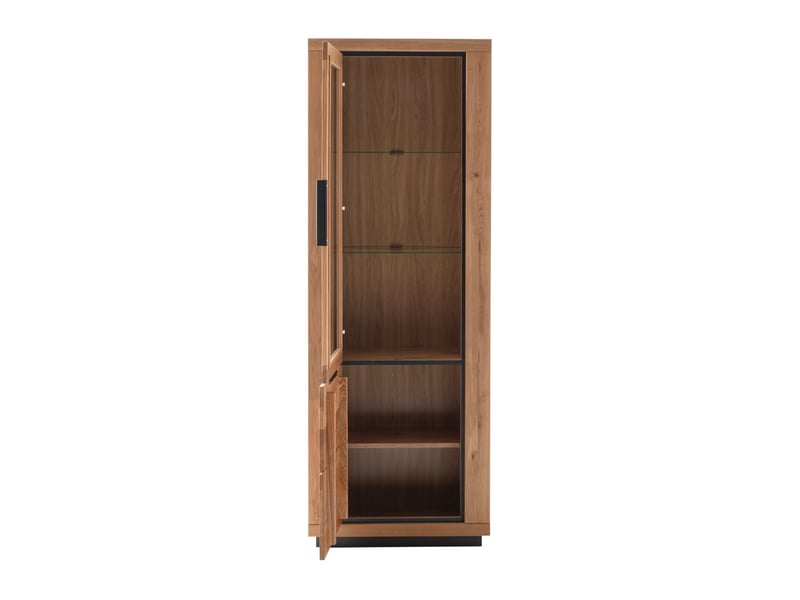  Vitrine 1 porte coloris chêne massif huilé - longueur 72 x hauteur 200 x profondeur 40 cm  - Conforama C
