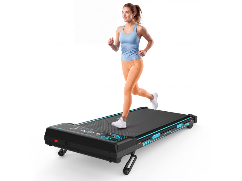  Tapis de marche pour domicile et bureau avec inclinaison automatique 15 %, moteur silencieux, 1-8 kmh, charge max. 150 kg, télécommande  - Conforama A