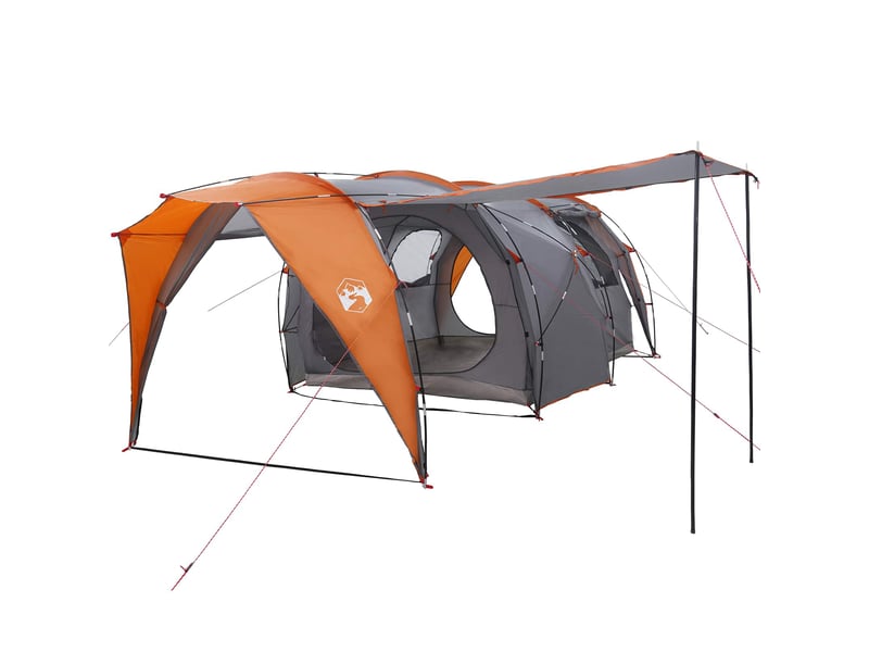  Tente tunnel, tente de camping 6 personne gris et orange  - Conforama A