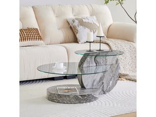 Table basse rond(e) coloris gris LPOSPI - 70 cmx90 cm
