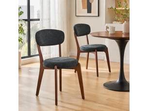 Lot de 2 chaises de salle à manger lin noir 55,5x48,5x84 cm