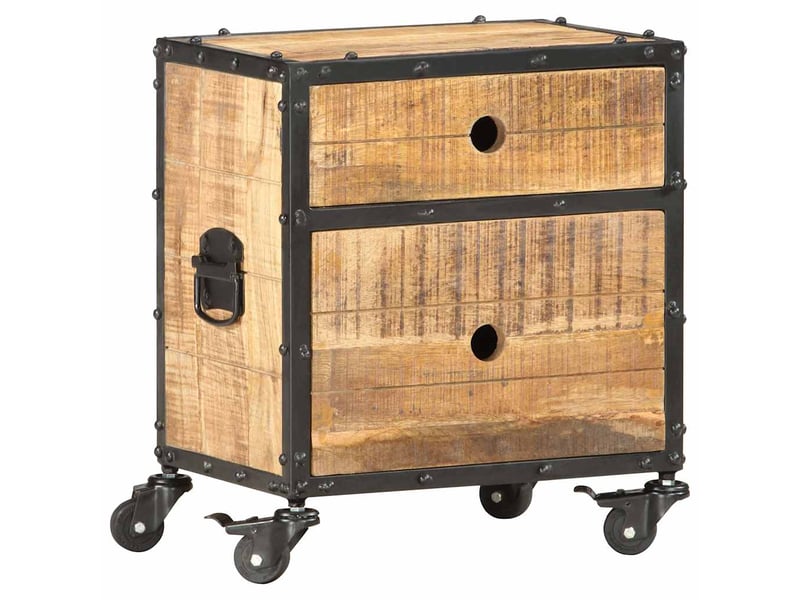  Table de chevet - cabinet de chevet - table de nuit 40x30x50 cm bois de manguier brut  - Conforama C