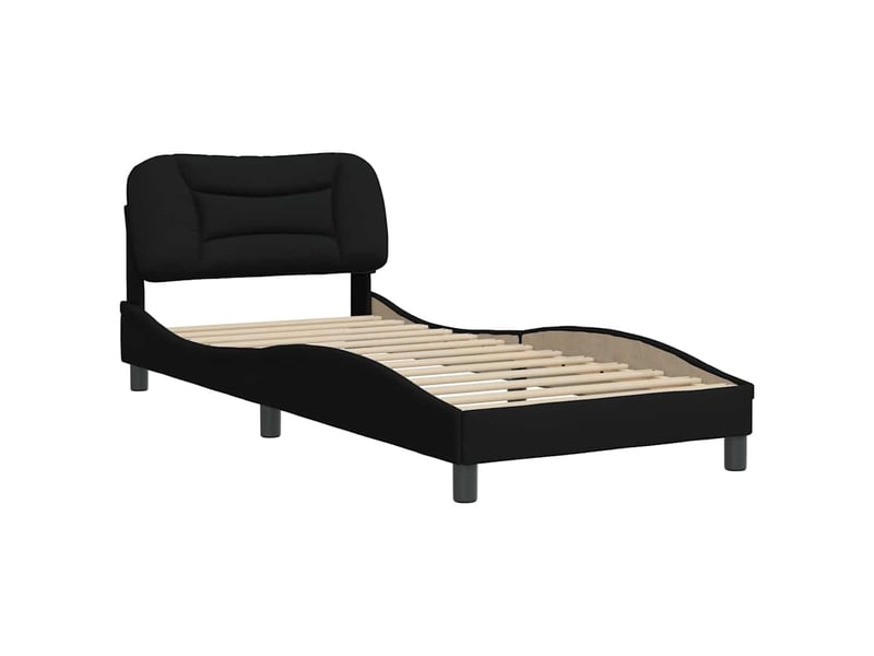  Lit simple- lit adulte -  cadre de lit sans matelas hvar noir 80x200 cm tissu  - Conforama B