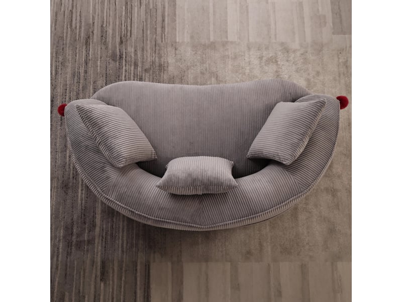  Canapé droit 2 places compressé 163x93x68 cm design chapeau de clown en mousse et velours côtelé couleur gris foncé  - Conforama D