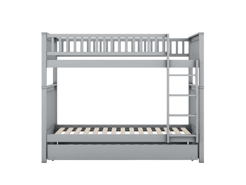  Lit superposé 90x200 cm avec lit gigogne en bois gris  - Conforama A
