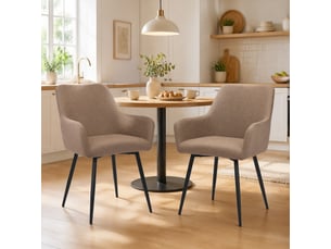 Lot de 2 chaises de salle à manger,avec accoudoirs et pieds métal,tissu,kaki