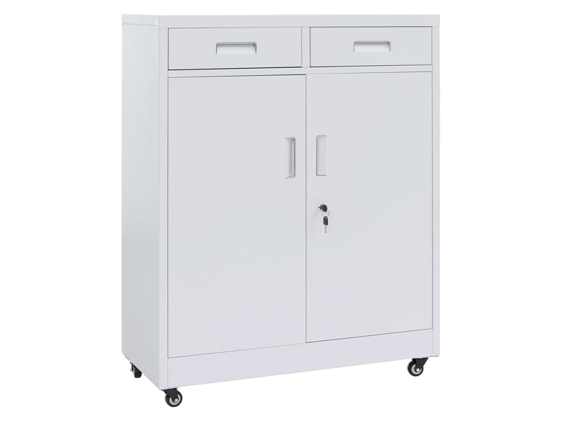  Armoire de rangement en métal avec roulettes pratiques pour bureau 116 x 90 x 40 cm en acier blanc 04_0008880  - Conforama C