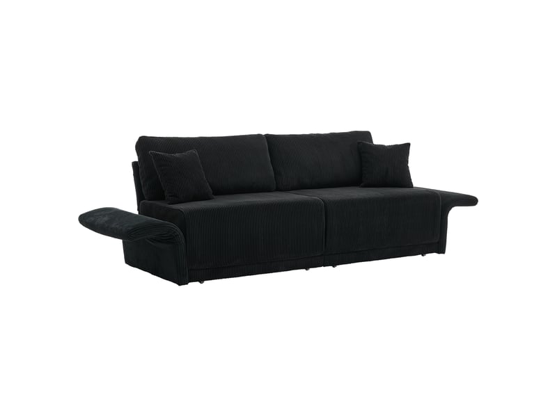  Canapé convertible 2 places 182x88x84 cm en velours côtelé noir chicfurn  - Conforama A