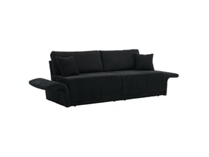 Canapé convertible 2 places 182x88x84 cm en velours côtelé noir chicfurn
