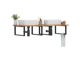 Étagère de vasque | étagère murale acier et bois massif d'acacia shl9863