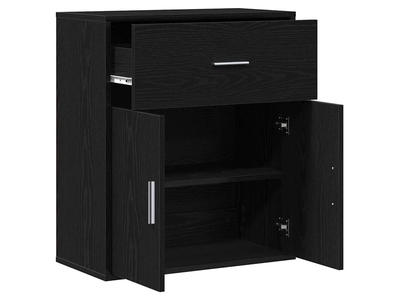  Buffet - bahut - meuble de rangement chêne noir 60 x 31 x 70 cm bois d'ingénierie  - Conforama E