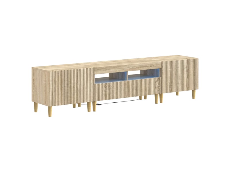  Ensemble de 3 meubles tv - banc tv - meuble de rangement led arnhem 3 pcs chêne sonoma  - Conforama A