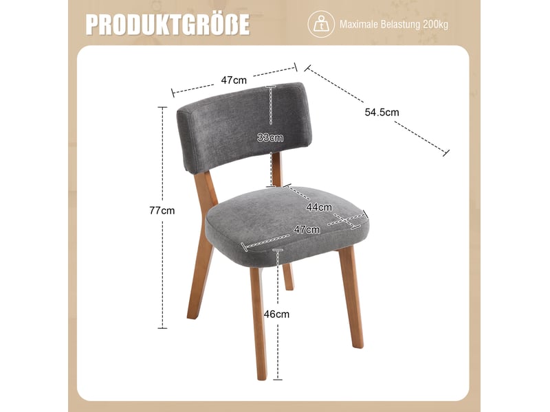  Chaise de salle à manger, dossier ergonomique, bois gris  - Conforama E
