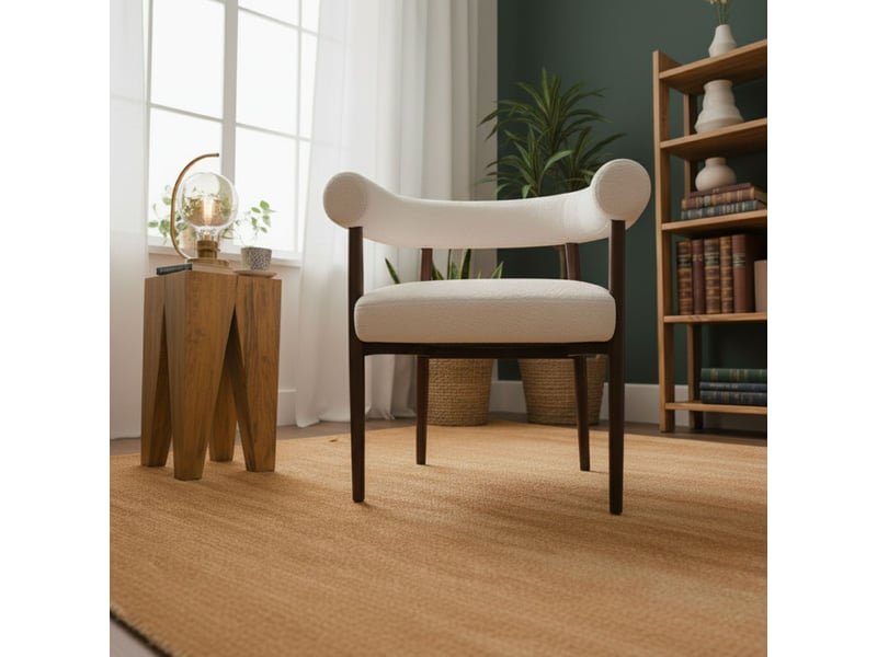 Lot de 8 chaises style scandinave chic bringo bois foncé et tissu bouclette beige Bringo - Conforama E
