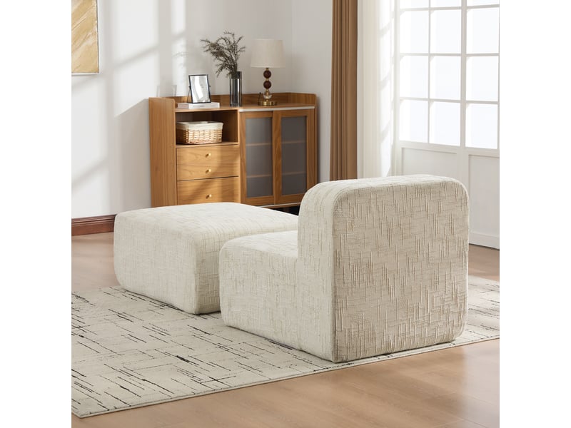 Canapé modulable, canapé de salon, beige, mousse haute résilience 30d, base antidérapante, format compressé, facile à déplacer - Conforama D