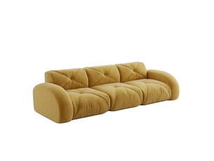 Canapé modulable 3 places sans cadre en chenille jaune - 281 x 95 x 76 cm