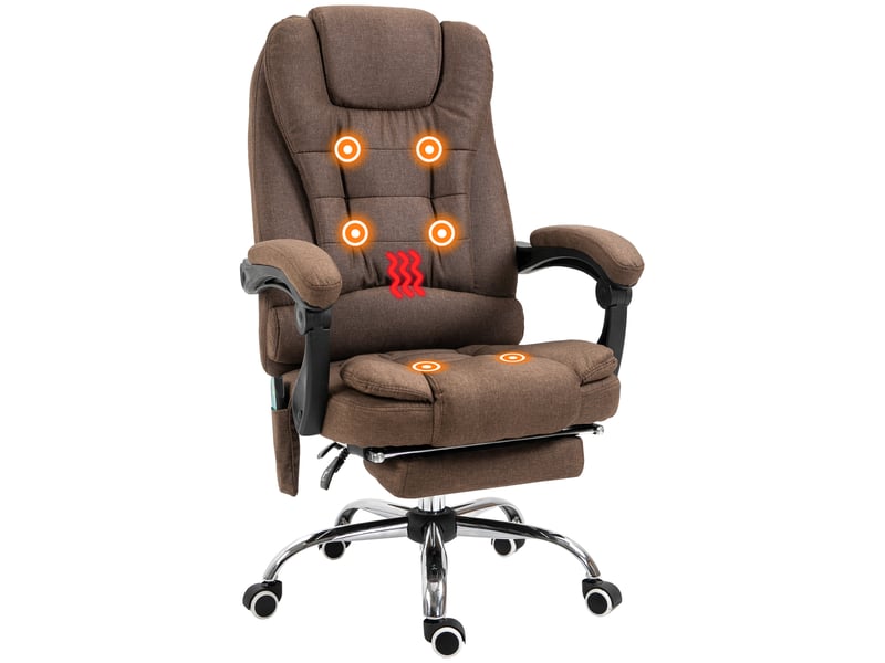  Fauteuil de bureau massant et chauffant, chaise de bureau, 65x70x119cm, marron  - Conforama B