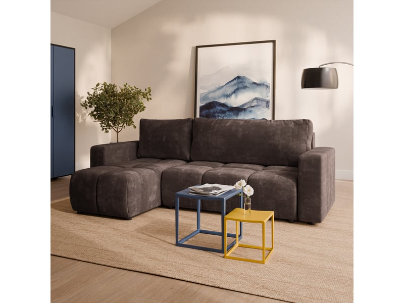 Canapé d'angle ramil, tissu chenille marron - Conforama B