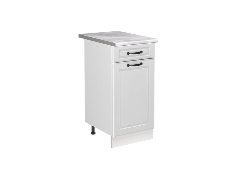 Vicco meuble bas sous-évier, blanc campagneblanc, 40cm plan de travail marbre - Conforama A