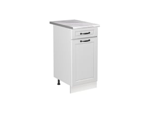 Vicco meuble bas sous-évier, blanc campagneblanc, 40cm plan de travail marbre